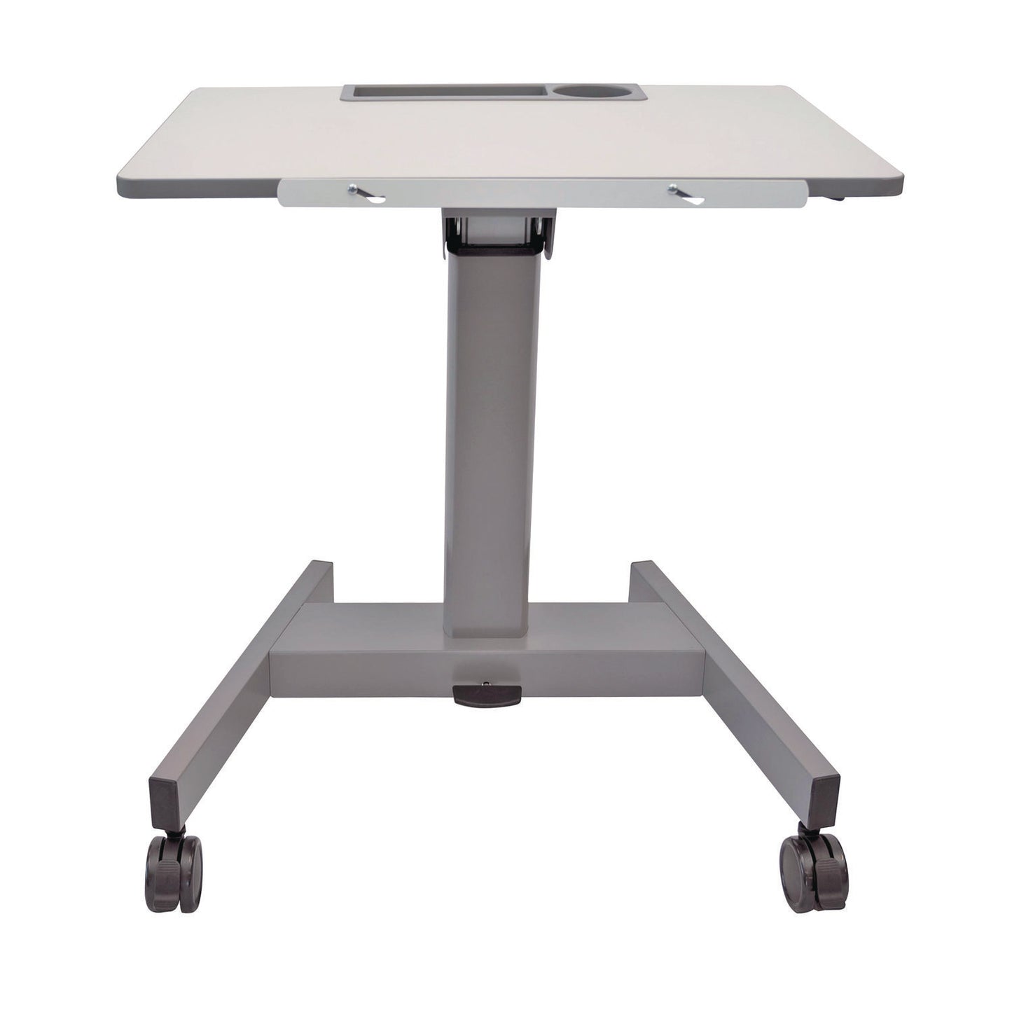 Luxor Pneumatic Adjustable Height Flip Top Student Desk, 27.5 x 19.5 x 26.25 to 42, White/Gray (LXCSTUDENTPTILT)