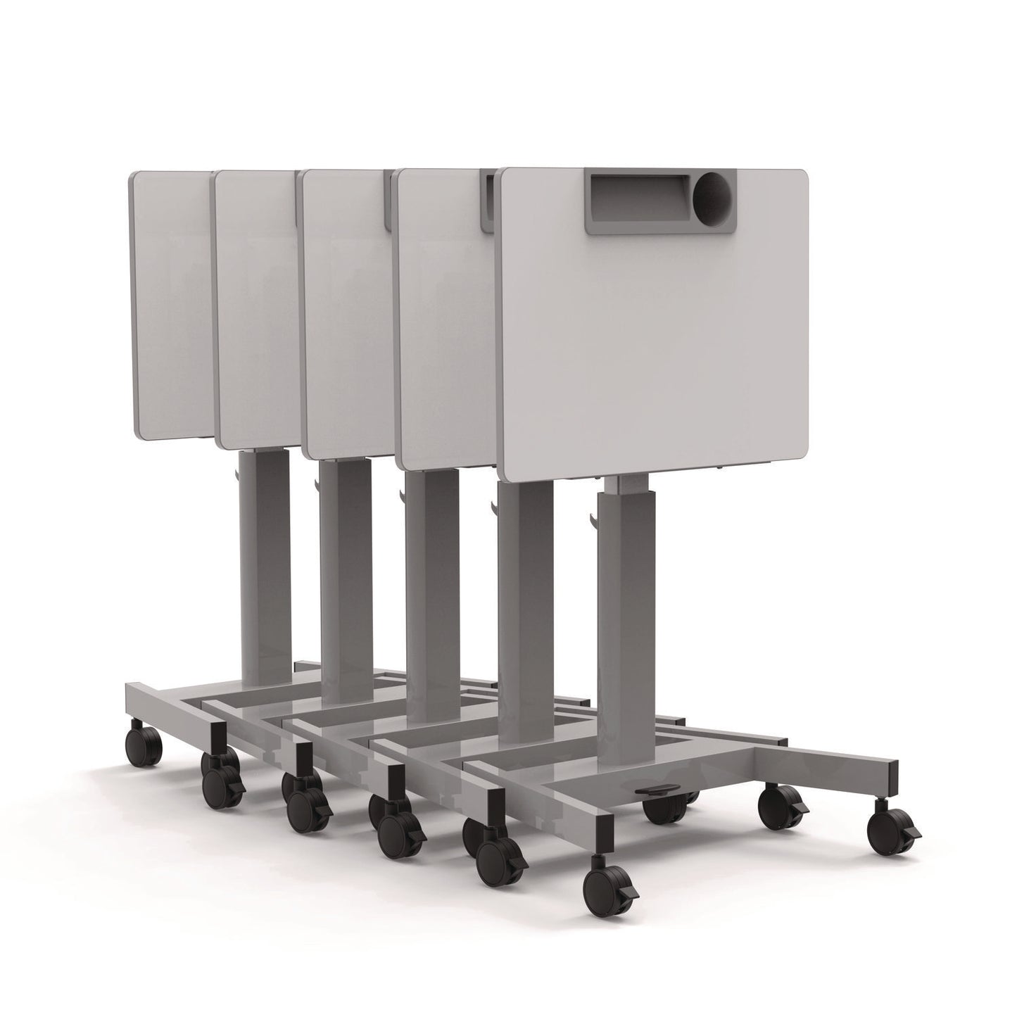 Luxor Pneumatic Adjustable Height Flip Top Student Desk, 27.5 x 19.5 x 26.25 to 42, White/Gray (LXCSTUDENTPTILT)