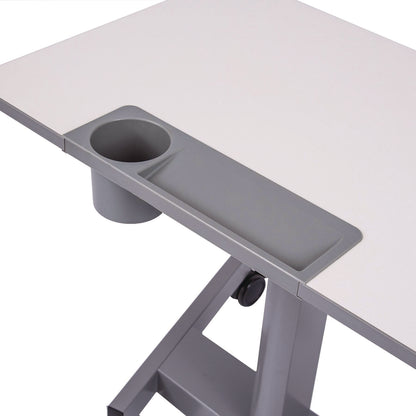 Luxor Pneumatic Adjustable Height Flip Top Student Desk, 27.5 x 19.5 x 26.25 to 42, White/Gray (LXCSTUDENTPTILT)