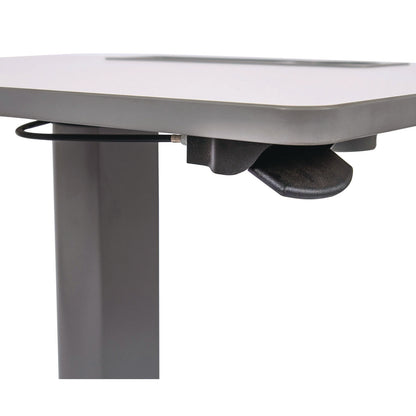 Luxor Pneumatic Adjustable Height Flip Top Student Desk, 27.5 x 19.5 x 26.25 to 42, White/Gray (LXCSTUDENTPTILT)