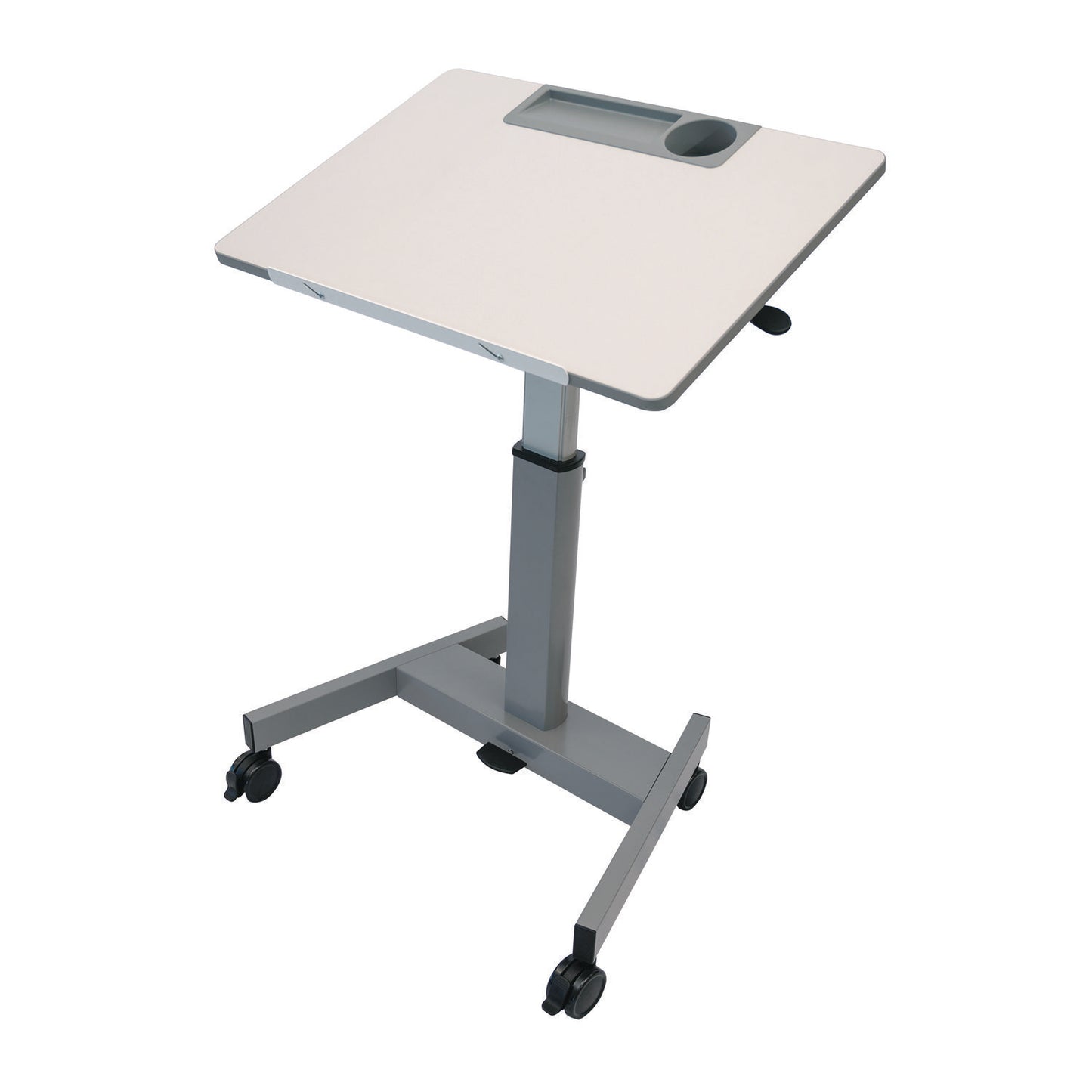Luxor Pneumatic Adjustable Height Flip Top Student Desk, 27.5 x 19.5 x 26.25 to 42, White/Gray (LXCSTUDENTPTILT)