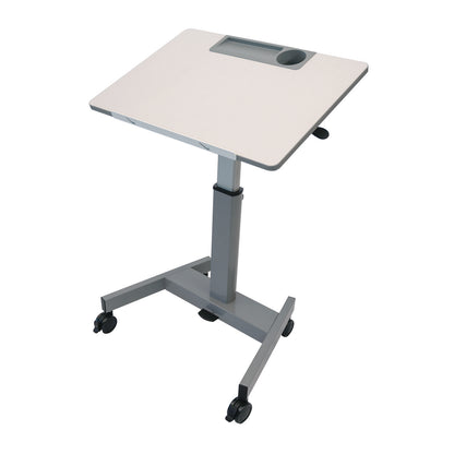 Luxor Pneumatic Adjustable Height Flip Top Student Desk, 27.5 x 19.5 x 26.25 to 42, White/Gray (LXCSTUDENTPTILT)