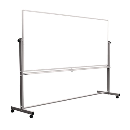 Luxor Mobile Magnetic Whiteboard, 96" x 40", White Surface, Silver Aluminum Frame (LXCMB9640WW)