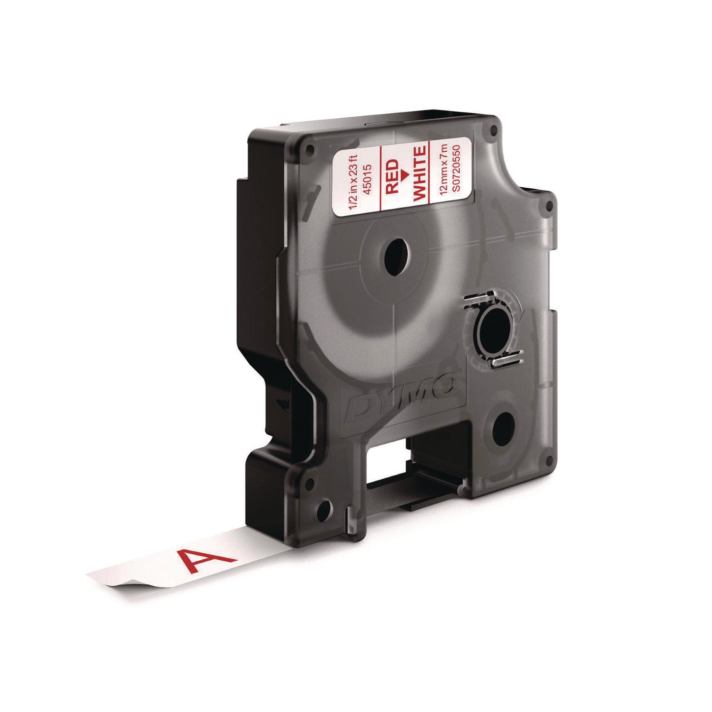 DYMO® D1 High-Performance Polyester Removable Label Tape, 0.5" x 23 ft, Red on White (DYM45015)