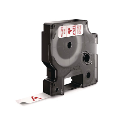 DYMO® D1 High-Performance Polyester Removable Label Tape, 0.5" x 23 ft, Red on White (DYM45015)