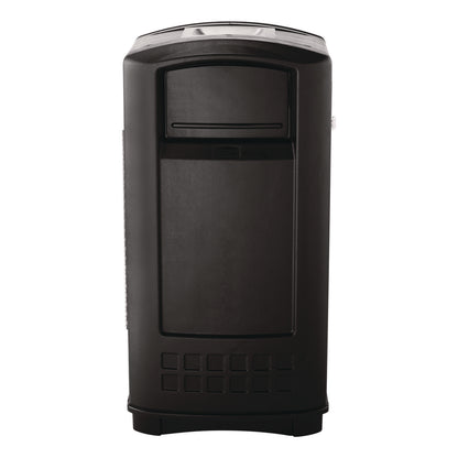 Rubbermaid® Commercial Plaza Jr. Container, 35 gal, Plastic, Black (RCP9P90BLA)