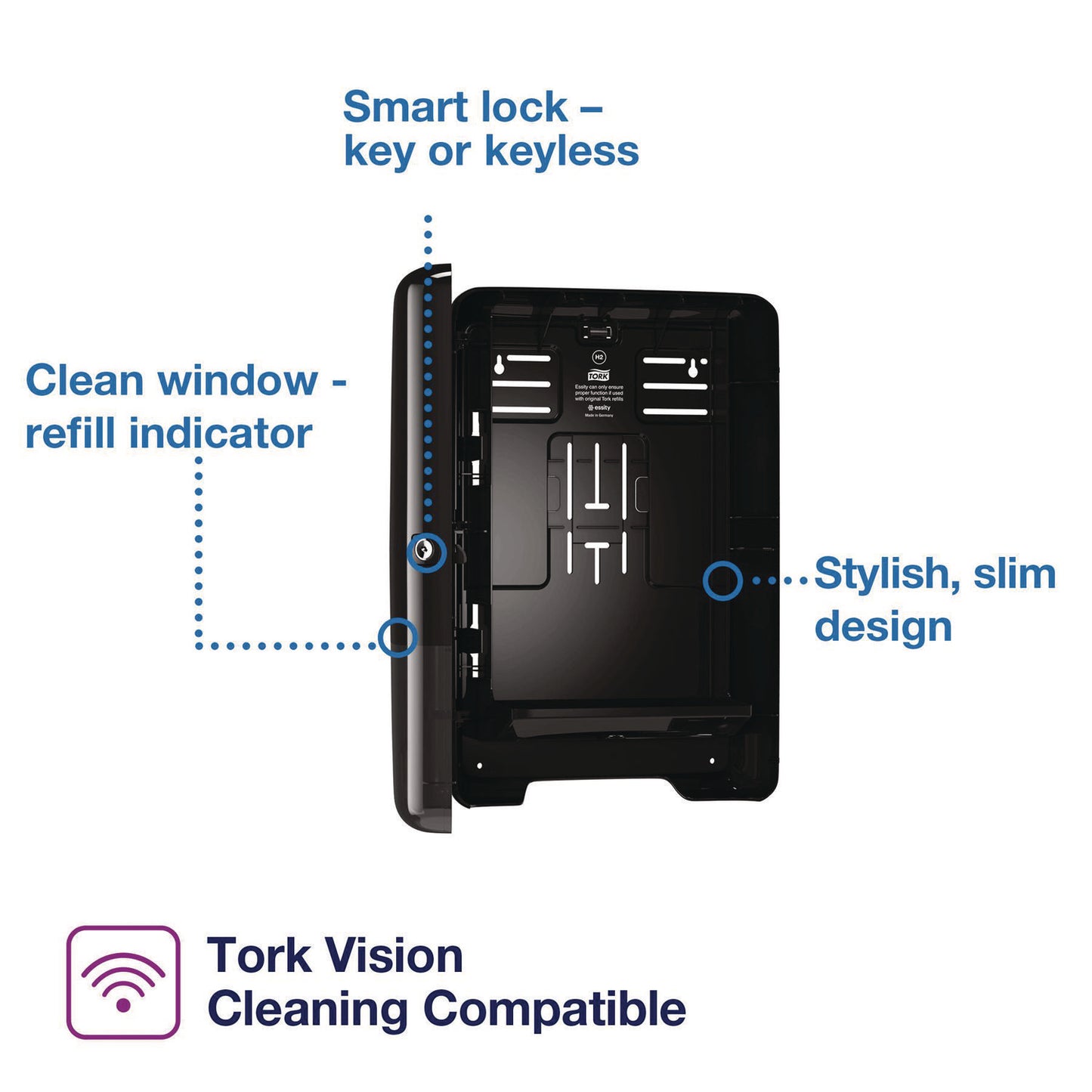 Tork® Xpress Multifold Hand Towel Dispenser H2, 11.9 x 4 x 17.5, Black (TRK553028)