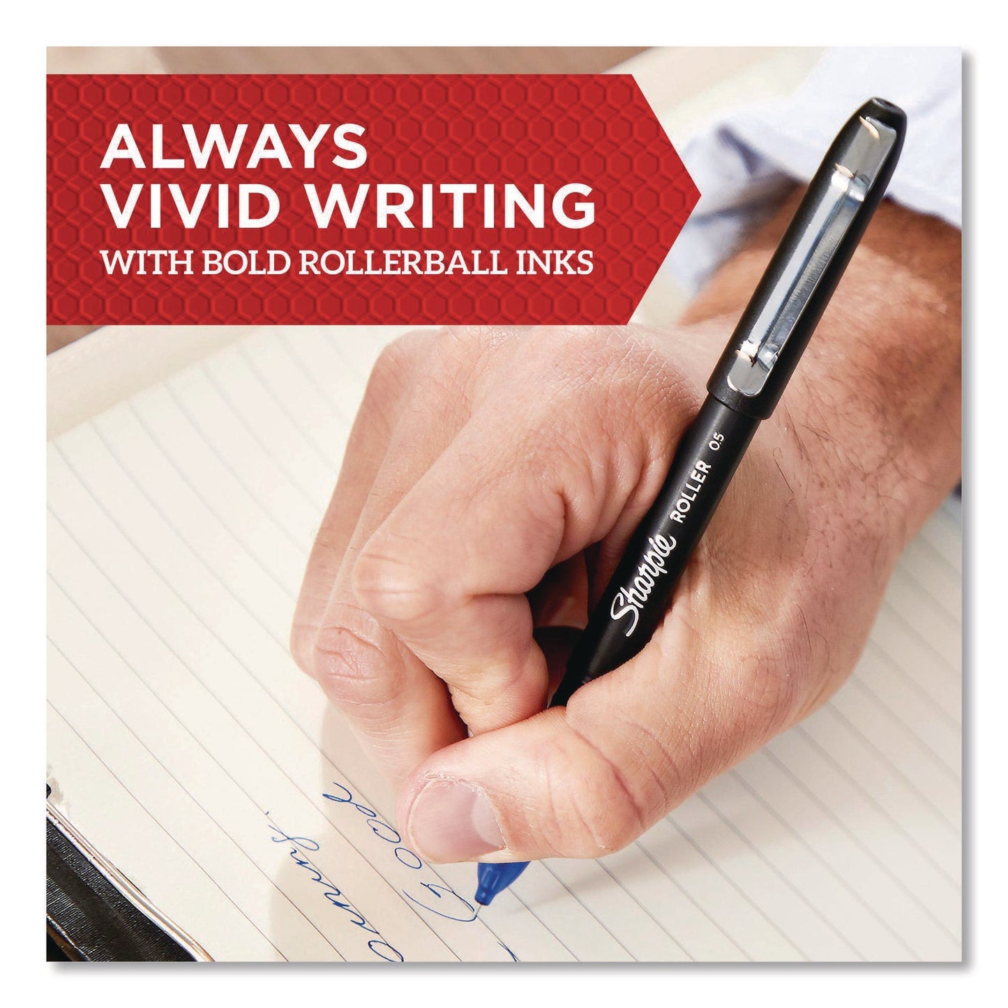 Sharpie® Roller Professional Design Rollerball Pen, Stick, Fine 0.5 mm, Black Ink, Black Barrel, 8/Pack (SAN2116307)