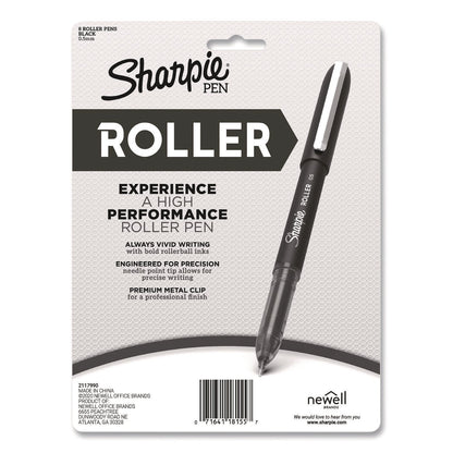 Sharpie® Roller Professional Design Rollerball Pen, Stick, Fine 0.5 mm, Black Ink, Black Barrel, 8/Pack (SAN2116307)