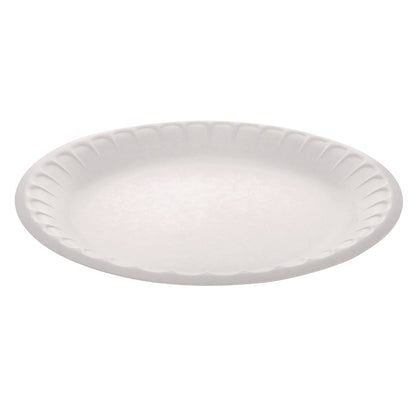Pactiv Evergreen Placesetter Satin Non-Laminated Economy Foam Dinnerware, Plate, 9" dia, White, 500/Carton (PCTYTH10009STEC)