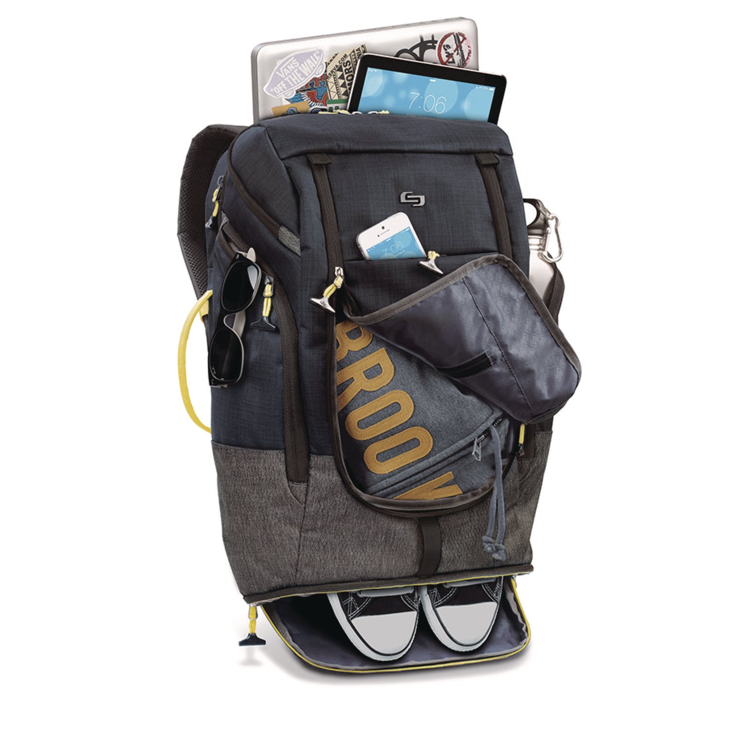 Solo Everyday Max Recycled Backpack, Fits Device Up to 17.3", 13 x 8 x 21, Navy Blue/Gray (USLACV7324)