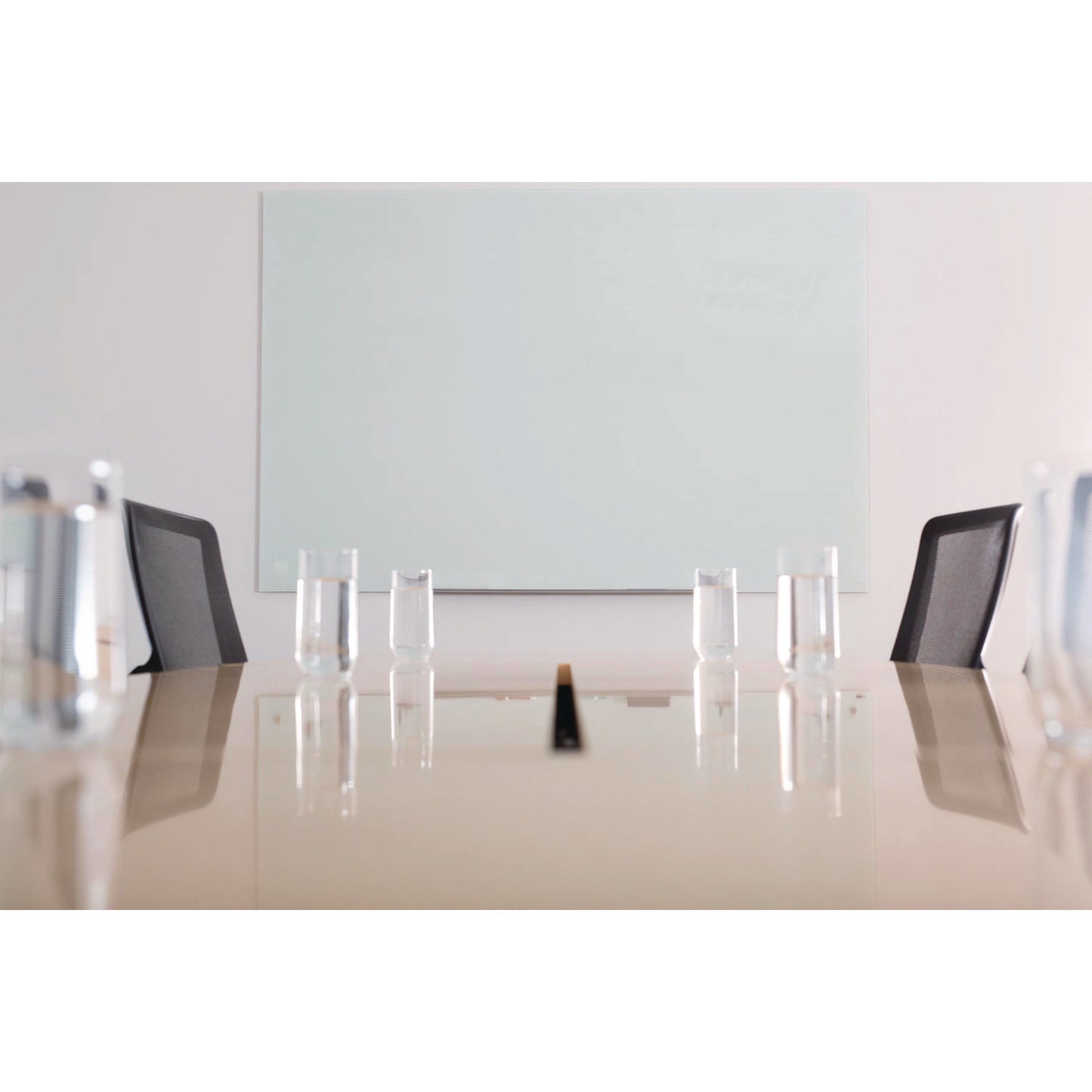 Luxor Magnetic Wall-Mounted Glass Board, 48" x 36", White Surface, Silver Aluminum Frame (LXCWGB4836M)