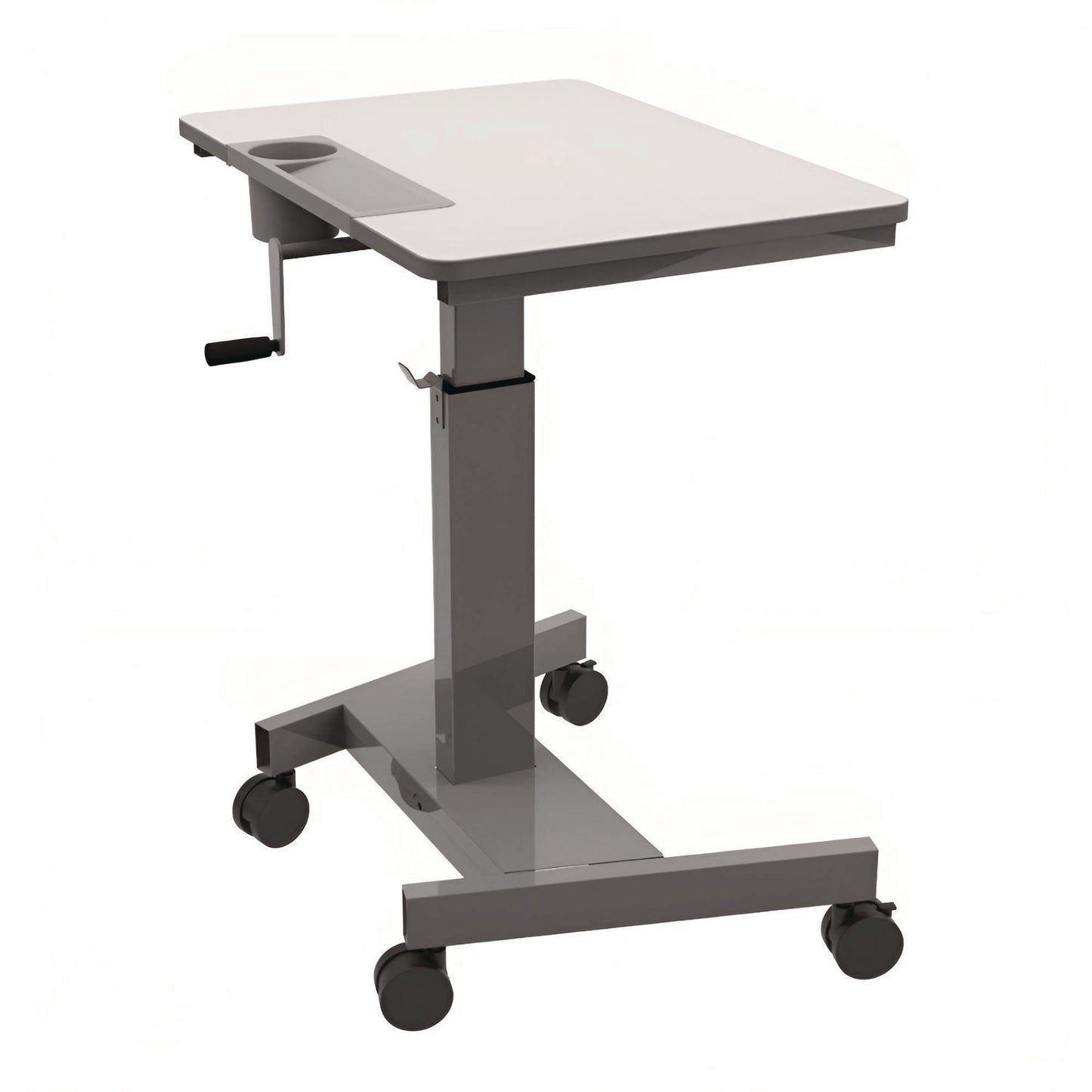 Luxor Sit Stand Student Desk with Crank Handle, 27.5 x 19.5 x 26.25 to 42, White/Gray (LXCSTUDENTC)