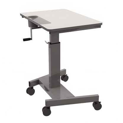 Luxor Sit Stand Student Desk with Crank Handle, 27.5 x 19.5 x 26.25 to 42, White/Gray (LXCSTUDENTC)