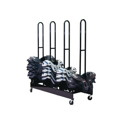 Champion Sports Mobile Four-Stack Shoulder Pad Rack, Metal, 176 lb Capacity, 24" x 59" x 68", Black (CSIFBSPR4)