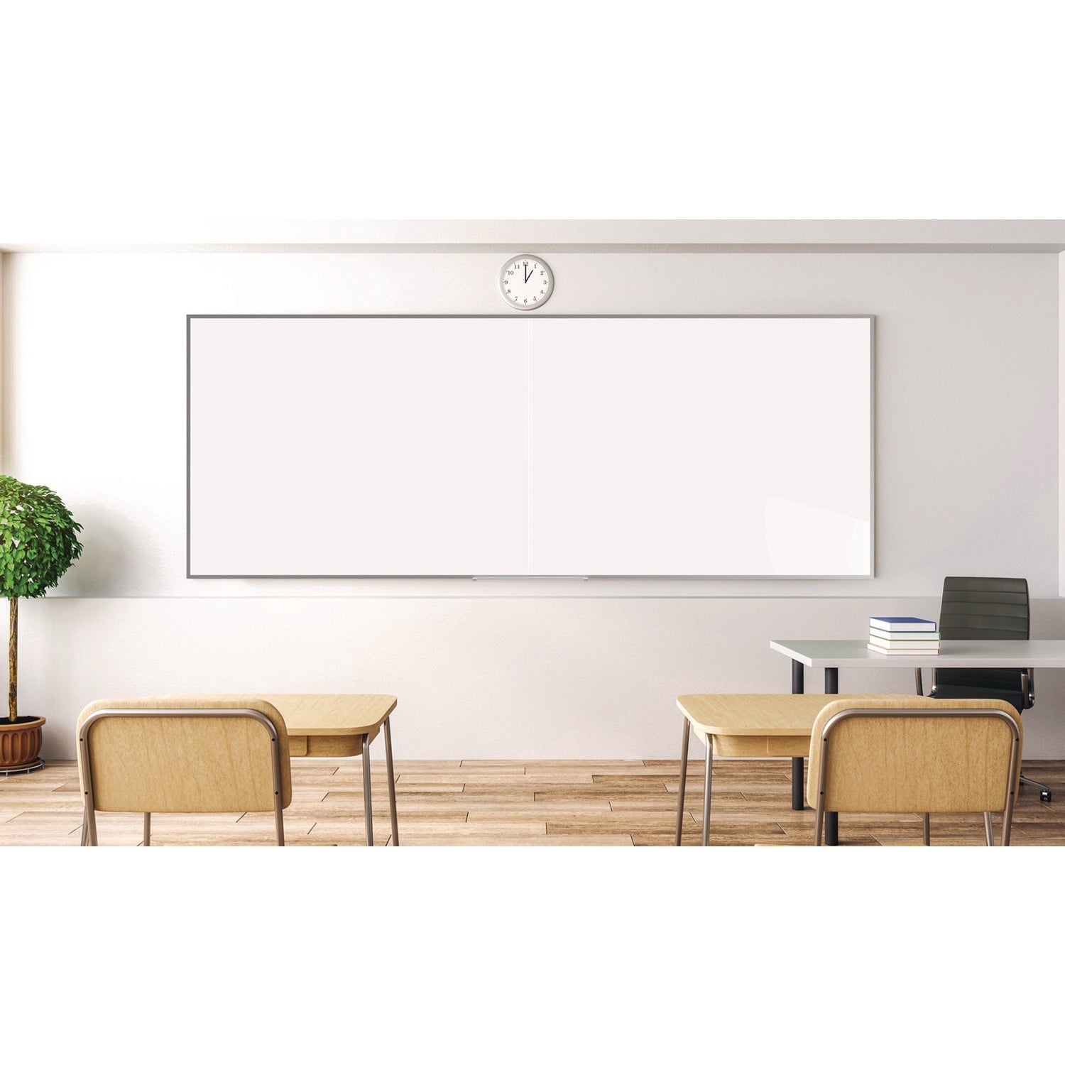 ghent-two-piece-m2-non-magnetic-whiteboard-with-aluminum-frame-144-5-x-48-5-white-surface-satin-aluminum-frame-ghem241242p_2