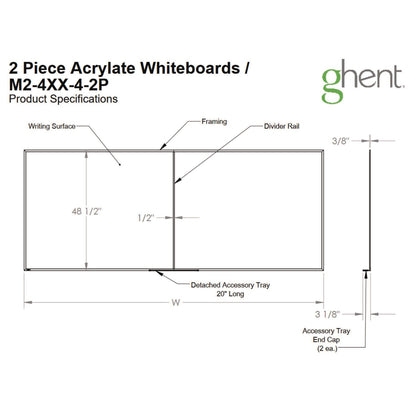 ghent-two-piece-m2-non-magnetic-whiteboard-with-aluminum-frame-144-5-x-48-5-white-surface-satin-aluminum-frame-ghem241242p_3
