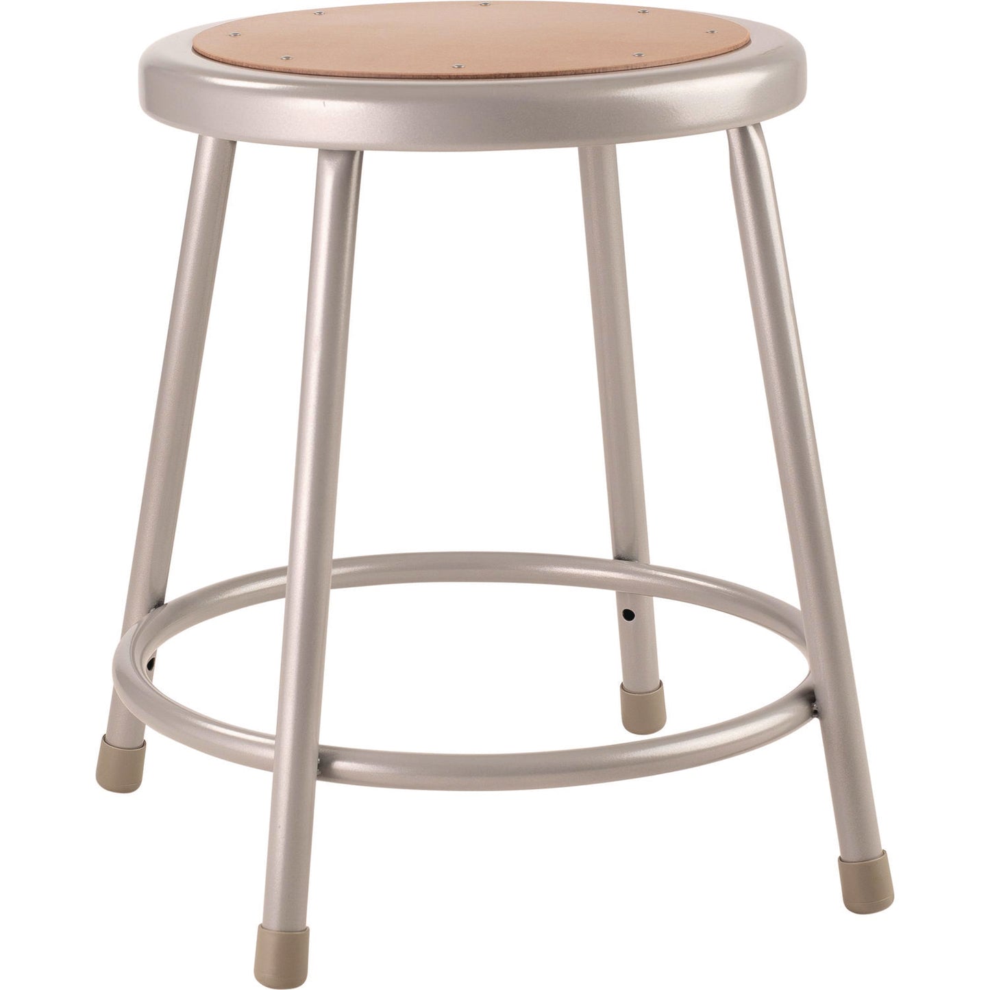 NPS® 6200 Series Heavy Duty Steel Stool, Backless, Supports Up to 500 lb, 18" Seat Height, Brown Seat, Gray Base (NPS6218)
