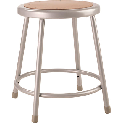 NPS® 6200 Series Heavy Duty Steel Stool, Backless, Supports Up to 500 lb, 18" Seat Height, Brown Seat, Gray Base (NPS6218)