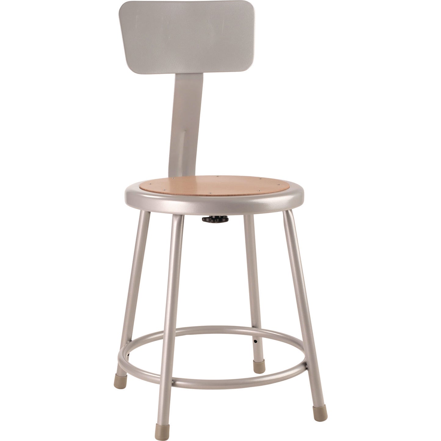 NPS® 6200 Series Heavy Duty Steel Stool With Backrest, Supports Up to 500 lb, 18" Seat Height, Brown Seat, Gray Back/Base (NPS6218B)