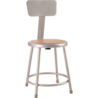 NPS® 6200 Series Heavy Duty Steel Stool With Backrest, Supports Up to 500 lb, 18" Seat Height, Brown Seat, Gray Back/Base (NPS6218B)
