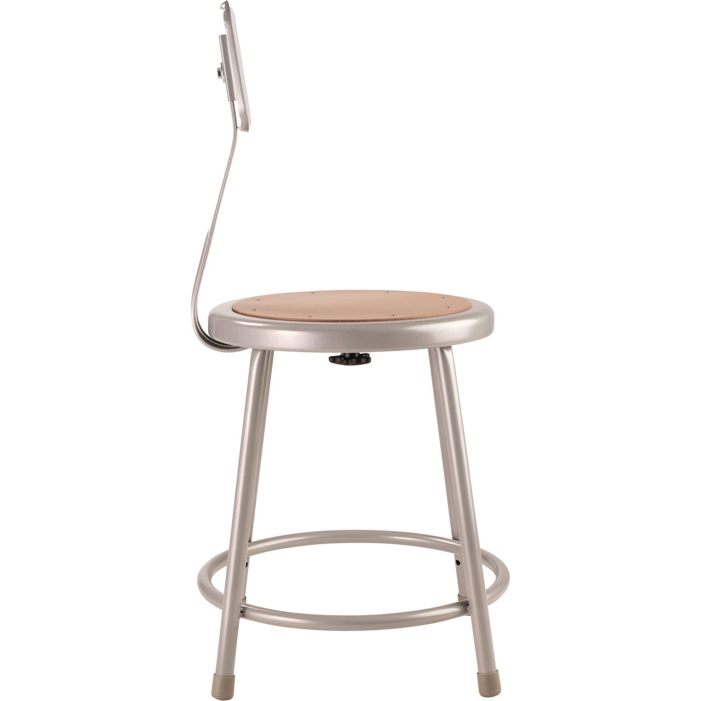 NPS® 6200 Series Heavy Duty Steel Stool With Backrest, Supports Up to 500 lb, 18" Seat Height, Brown Seat, Gray Back/Base (NPS6218B)
