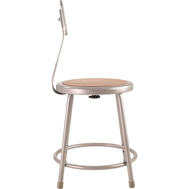 NPS® 6200 Series Heavy Duty Steel Stool With Backrest, Supports Up to 500 lb, 18" Seat Height, Brown Seat, Gray Back/Base (NPS6218B)