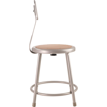 NPS® 6200 Series Heavy Duty Steel Stool With Backrest, Supports Up to 500 lb, 18" Seat Height, Brown Seat, Gray Back/Base (NPS6218B)