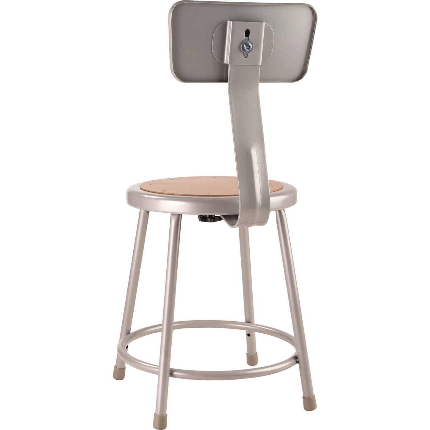 NPS® 6200 Series Heavy Duty Steel Stool With Backrest, Supports Up to 500 lb, 18" Seat Height, Brown Seat, Gray Back/Base (NPS6218B)