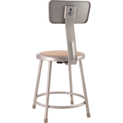 NPS® 6200 Series Heavy Duty Steel Stool With Backrest, Supports Up to 500 lb, 18" Seat Height, Brown Seat, Gray Back/Base (NPS6218B)