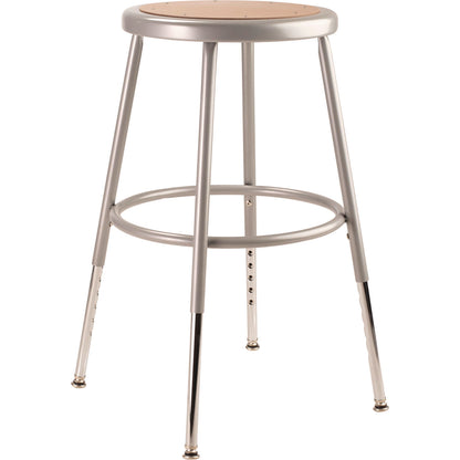 NPS® 6200 Series Height Adjustable Heavy Duty Steel Stool, Backless, Supports 500lb, 19" to 27" Seat Height, Brown Seat, Gray Base (NPS6218H)