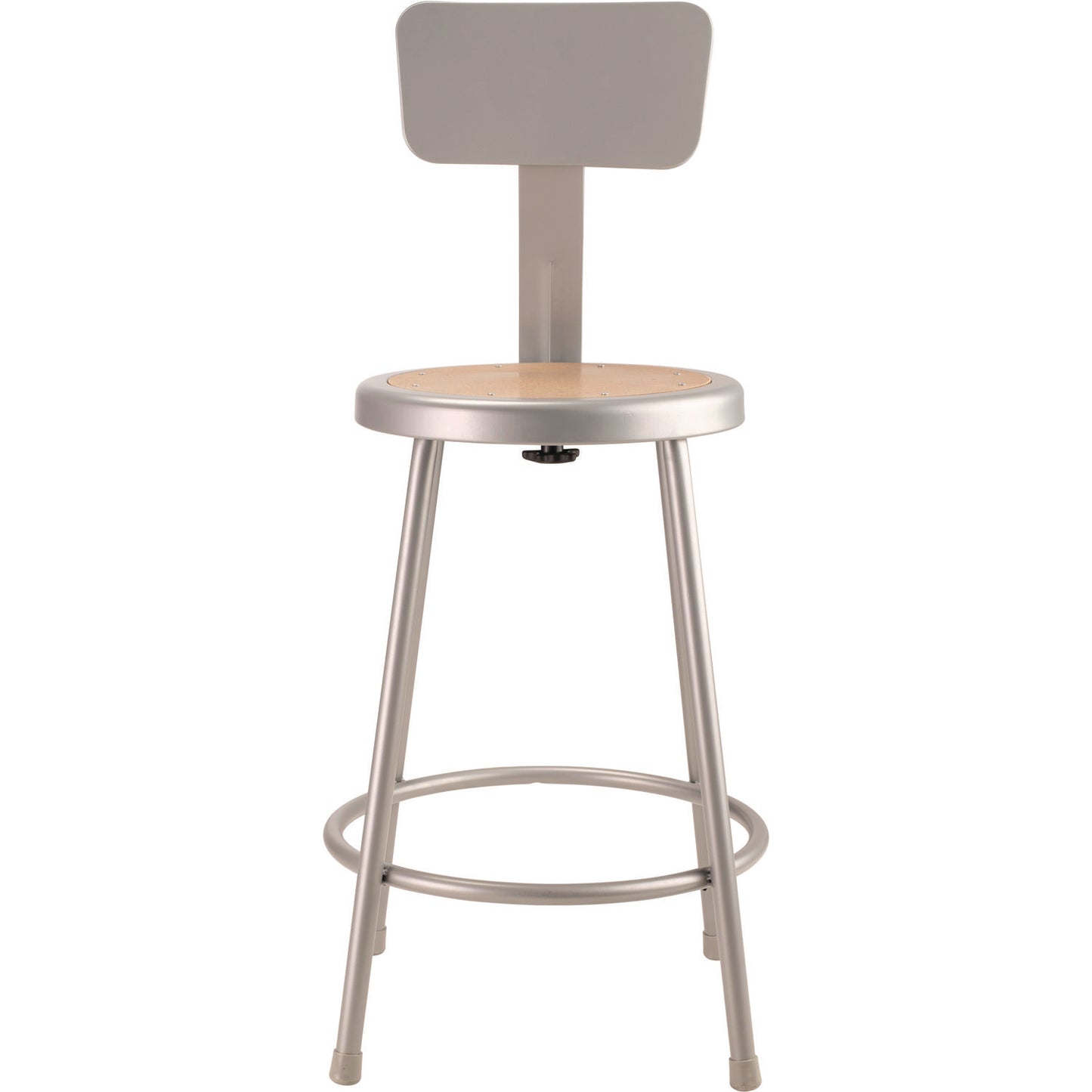 NPS® 6200 Series Heavy Duty Steel Stool With Backrest, Supports Up to 500 lb, 24" Seat Height, Brown Seat, Gray Back/Base (NPS6224B)