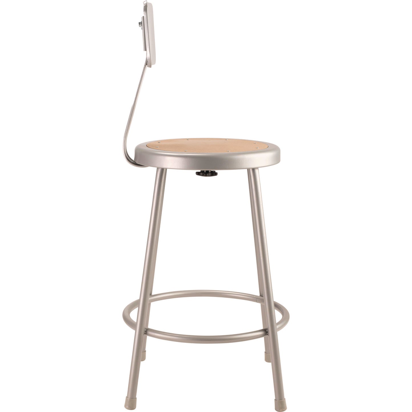 NPS® 6200 Series Heavy Duty Steel Stool With Backrest, Supports Up to 500 lb, 24" Seat Height, Brown Seat, Gray Back/Base (NPS6224B)