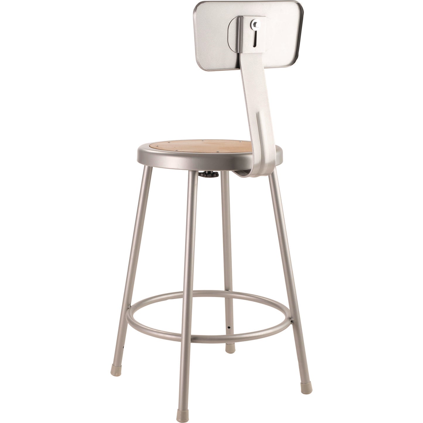 NPS® 6200 Series Heavy Duty Steel Stool With Backrest, Supports Up to 500 lb, 24" Seat Height, Brown Seat, Gray Back/Base (NPS6224B)
