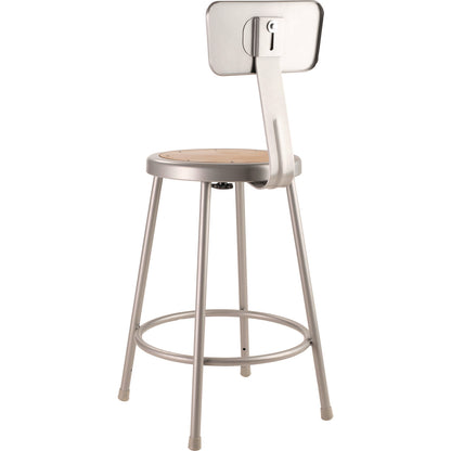 NPS® 6200 Series Heavy Duty Steel Stool With Backrest, Supports Up to 500 lb, 24" Seat Height, Brown Seat, Gray Back/Base (NPS6224B)