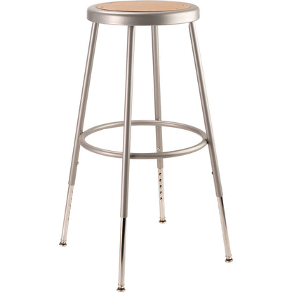 NPS® 6202 Series Height Adjustable Heavy Duty Steel Stool, Backless, Supports 500 lb, 25" to 33" Seat Height, Brown Seat/Gray Base (NPS6224H)
