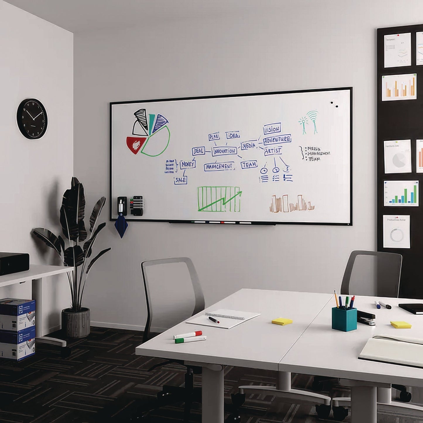 tru-red-magnetic-steel-dry-erase-board-48-x-96-white-surface-black-aluminum-frame-tudtr61183_4