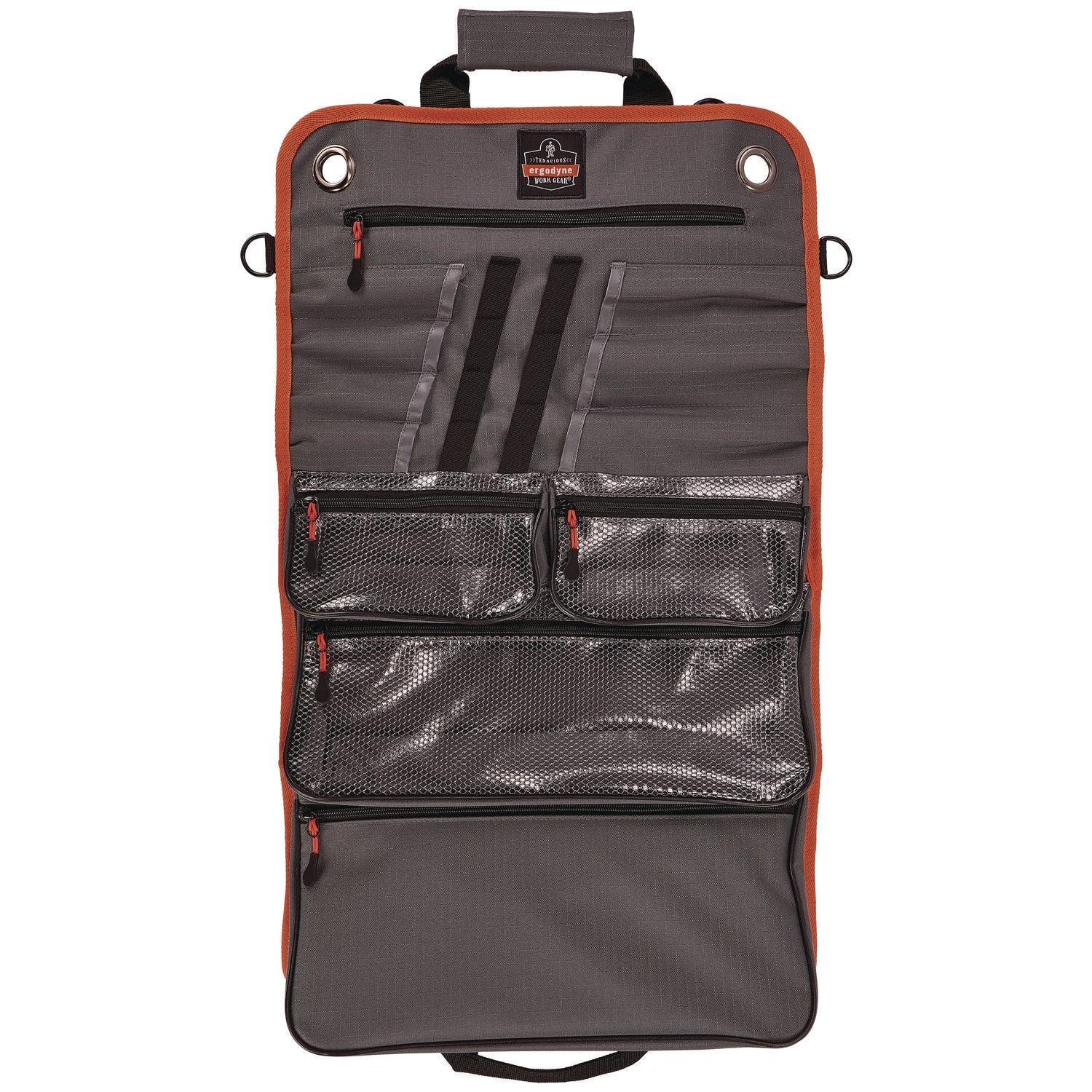 ergodyne-r-arsenal-5874-roll-up-tool-bag-with-zipper-pockets-5-zippered-pockets-7-tool-slots-1-x-27-x-16-polyester-gray-ego13777_1