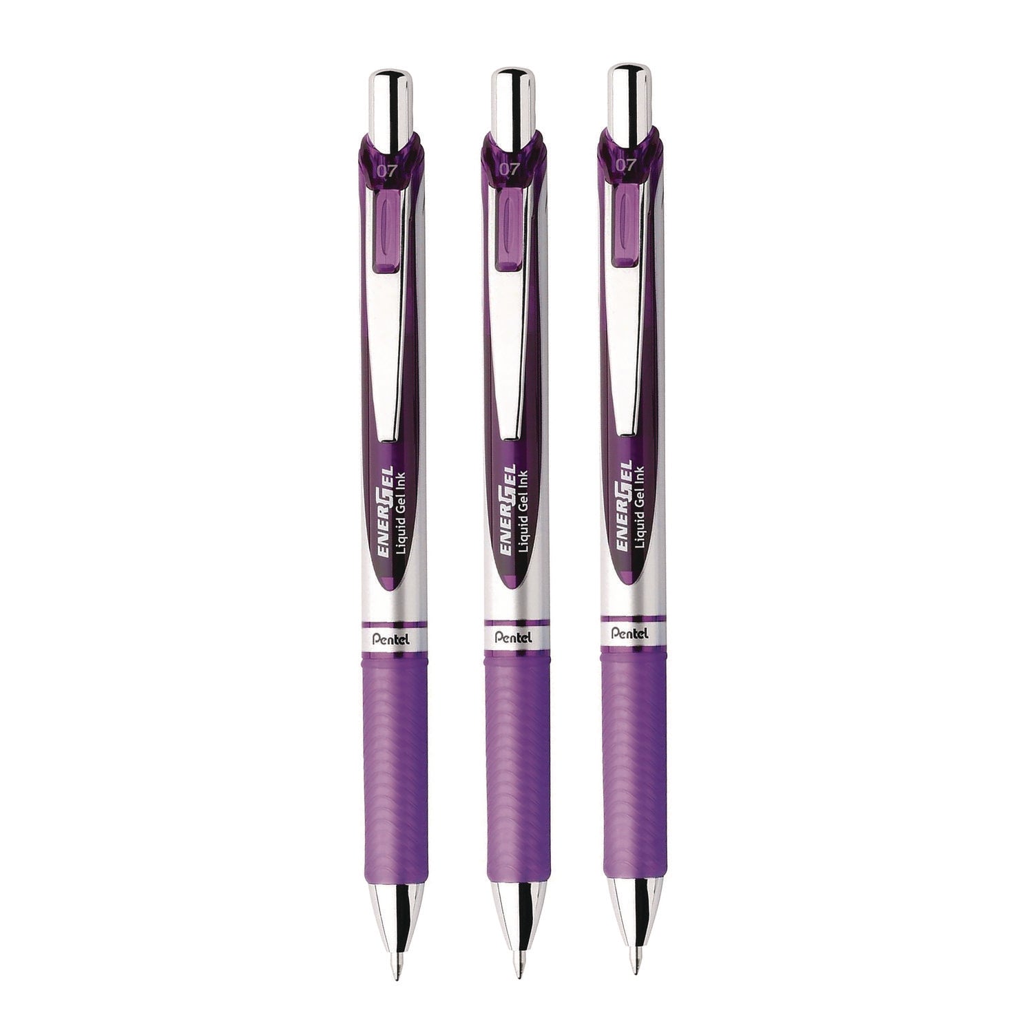 pentel-r-energel-rtx-deluxe-gel-pen-retractable-medium-0-7-mm-purple-ink-purple-silver-barrel-3-pack-penbl77bp3v_3