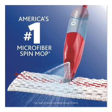 O-Cedar® ProMist MAX Spray Mop, Red/White/Gray Microfiber Head, 48" Red/Black/Gray Plastic Handle, 4/Carton (FHD173563CT)