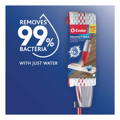 O-Cedar® ProMist MAX Spray Mop, Red/White/Gray Microfiber Head, 48" Red/Black/Gray Plastic Handle, 4/Carton (FHD173563CT)