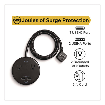 nxt-technologies-2-outlet-plus-usb-surge-protector-2-ac-outlets-3-usb-outlets-5-ft-cord-500-j-black-nxtnx61428_2