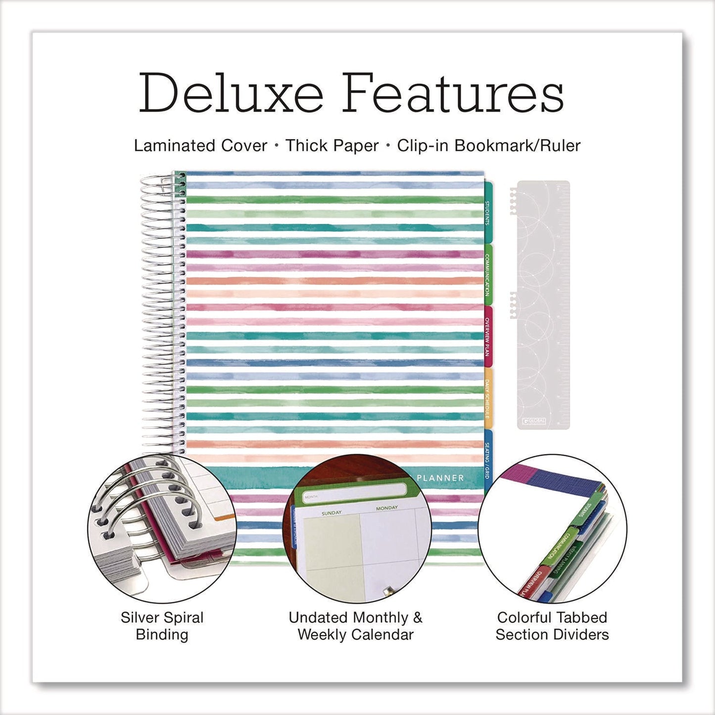 global-printed-products-deluxe-teachers-academic-planner-weekly-monthly-seven-class-period-per-two-page-spread-11-x-8-5-multicolor-rainbow-cover-gpudtp0001u22s_2