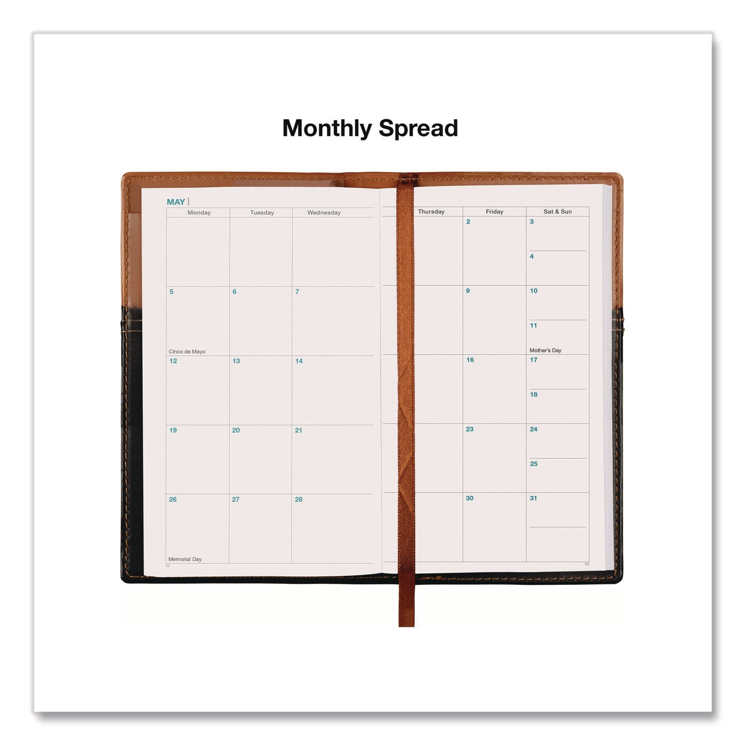 global-printed-products-deluxe-weekly-monthly-pocket-planner-6-x-3-5-black-brown-two-tone-cover-14-month-nov-2024-to-dec-2025-gpuspls25brn36_3