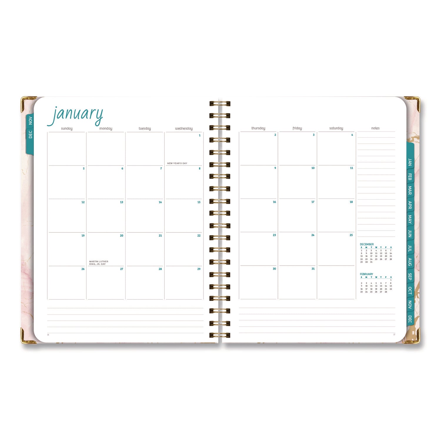 global-printed-products-marble-weekly-monthly-planner-11-x-8-5-pink-marble-gold-cover-14-month-nov-2024-to-dec-2025-gpuspls25851101_2