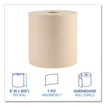 Boardwalk® Green Xtra Roll Towels, 1-Ply, 8" x 800 ft, Natural, 6 Rolls/Carton, 55 Cartons/Pallet (BWK32GREENPLT)