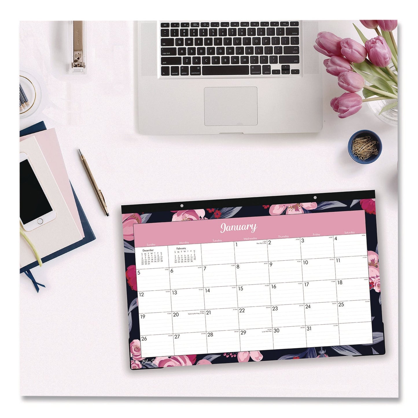 blue-sky-r-mimi-pink-desk-pad-calendar-floral-artwork-17-x-11-white-pink-black-sheets-black-headband-12-month-jan-to-dec-2025-bls14862625_2