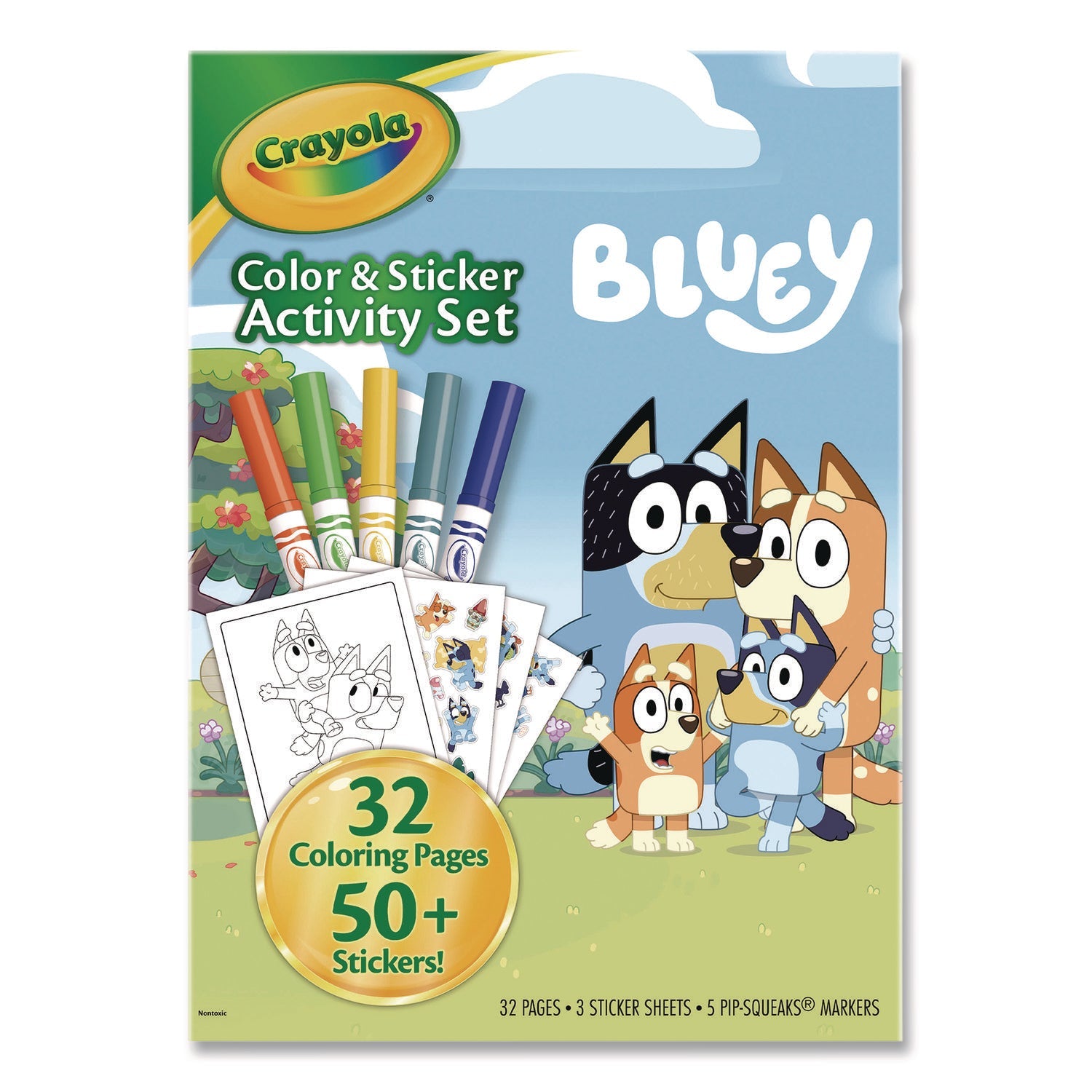 crayola-r-bluey-color-and-sticker-activity-set-32-coloring-sheets-51-stickers-5-pip-squeaks-markers-cyo42743_1