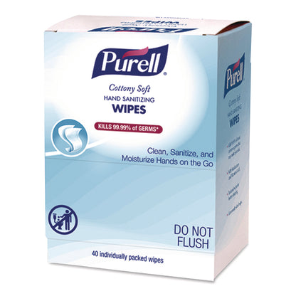 PURELL® Cottony Soft Individually Wrapped Sanitizing Hand Wipes, 5 x 7, Herbal Scent, White, 480/Carton (GOJ902512)