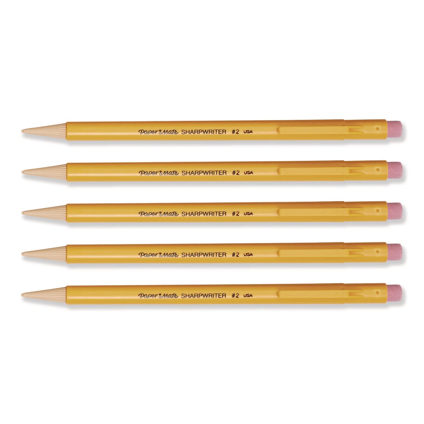 paper-mate-r-sharpwriter-mechanical-pencil-0-7-mm-hb-2-black-lead-classic-yellow-barrel-5-pack-pap30376bpp_2